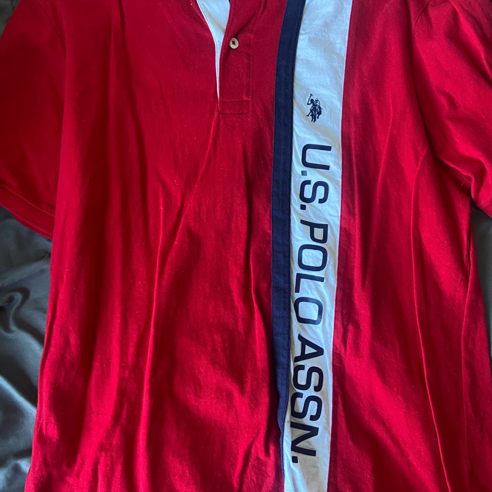 U.S. Polo Assn. Men's Red Polo with White and Navy Accents